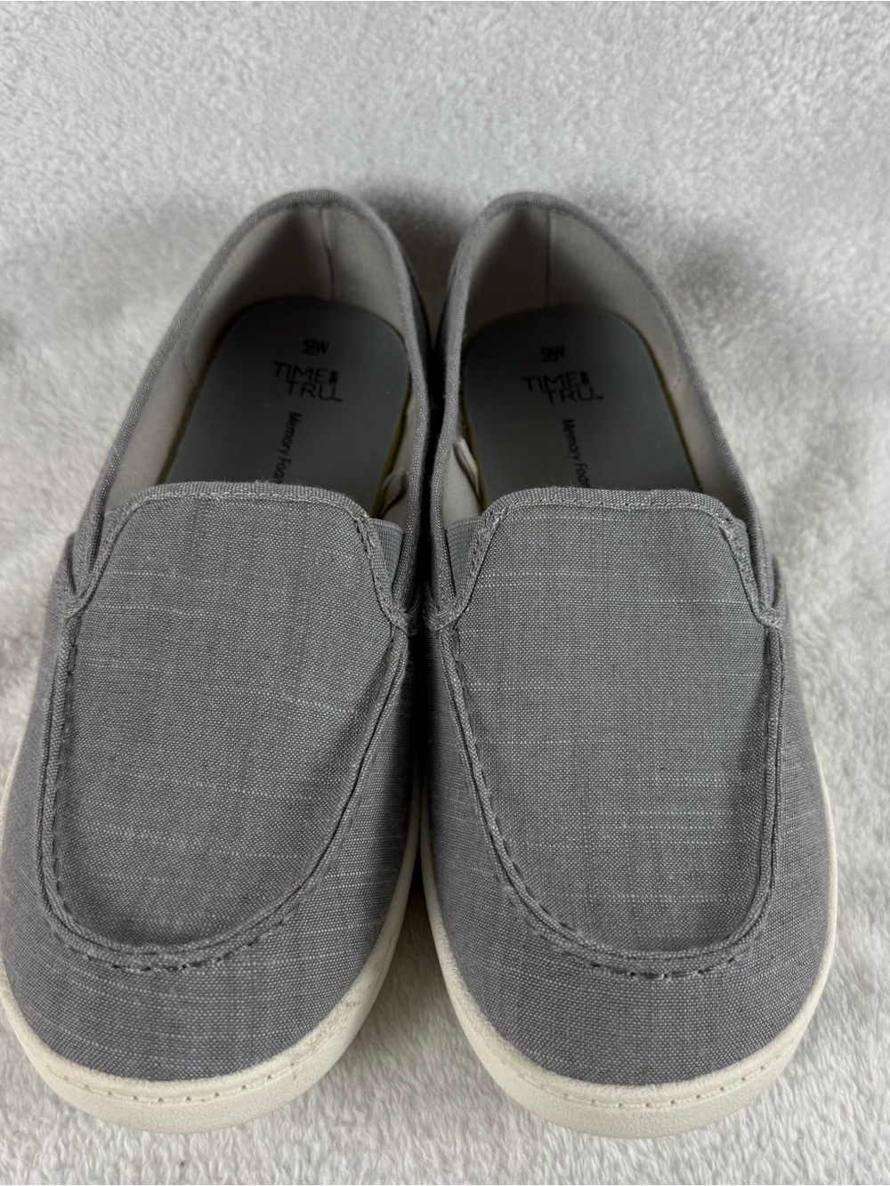 Time and Tru Slip-On Canvas Loafers in Gray- with Memory-foam -Size 9 W